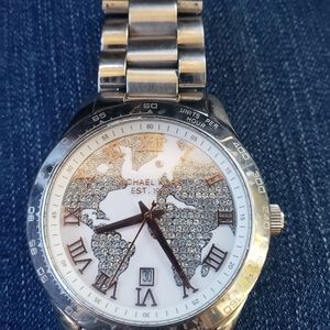 New Ladies Michael Kors Silver and Rose Gold Watch